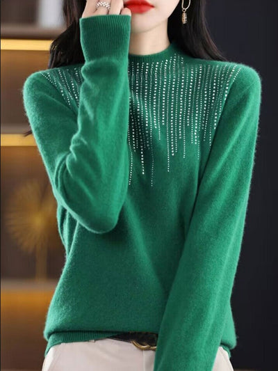 Mia Clssic Crew Neck Diamond Knitted Sweater