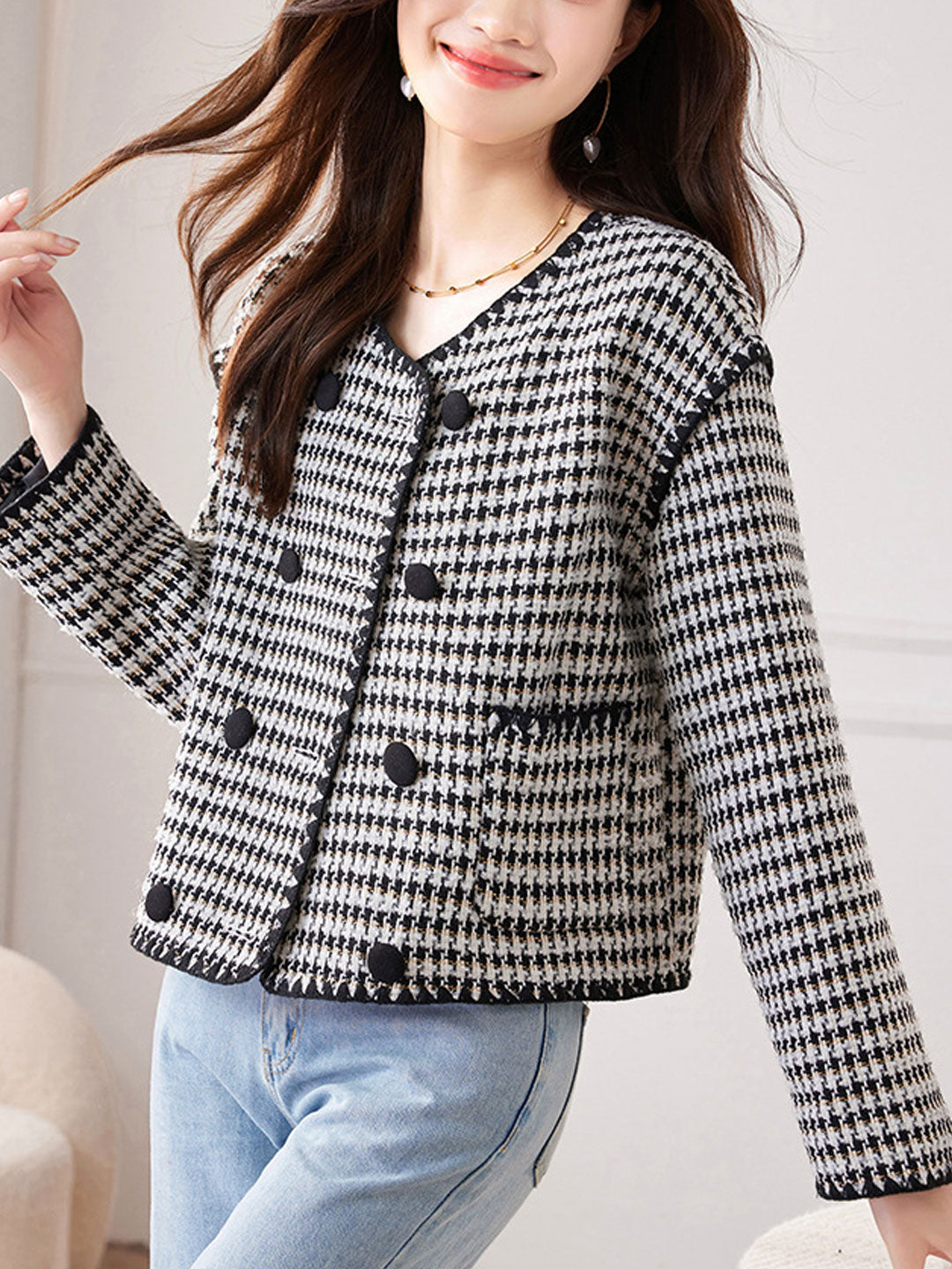 Mariah Classic Crew Neck Tweed Jacket