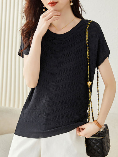 Claire Classic Crew Neck Texture Top