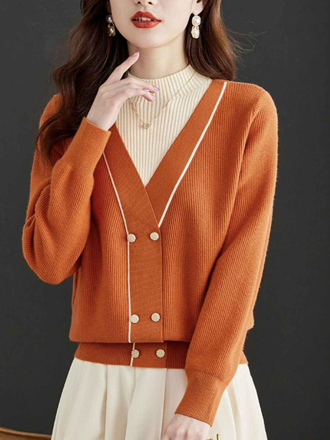 Zoe Loose Turtleneck Striped Knitted Sweater