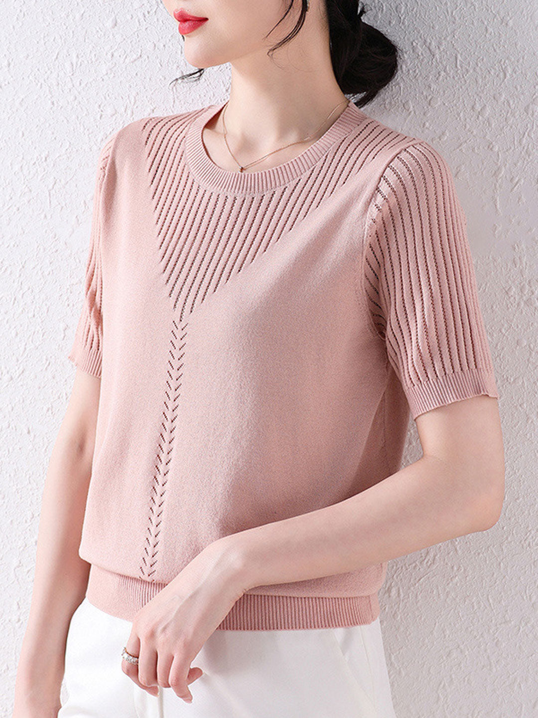 Sophie Loose Crew Neck Hollow Knitted Top