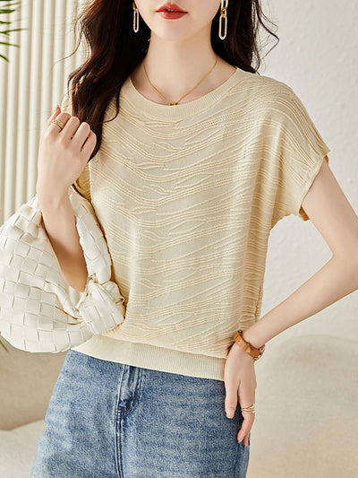 Claire Classic Crew Neck Texture Top