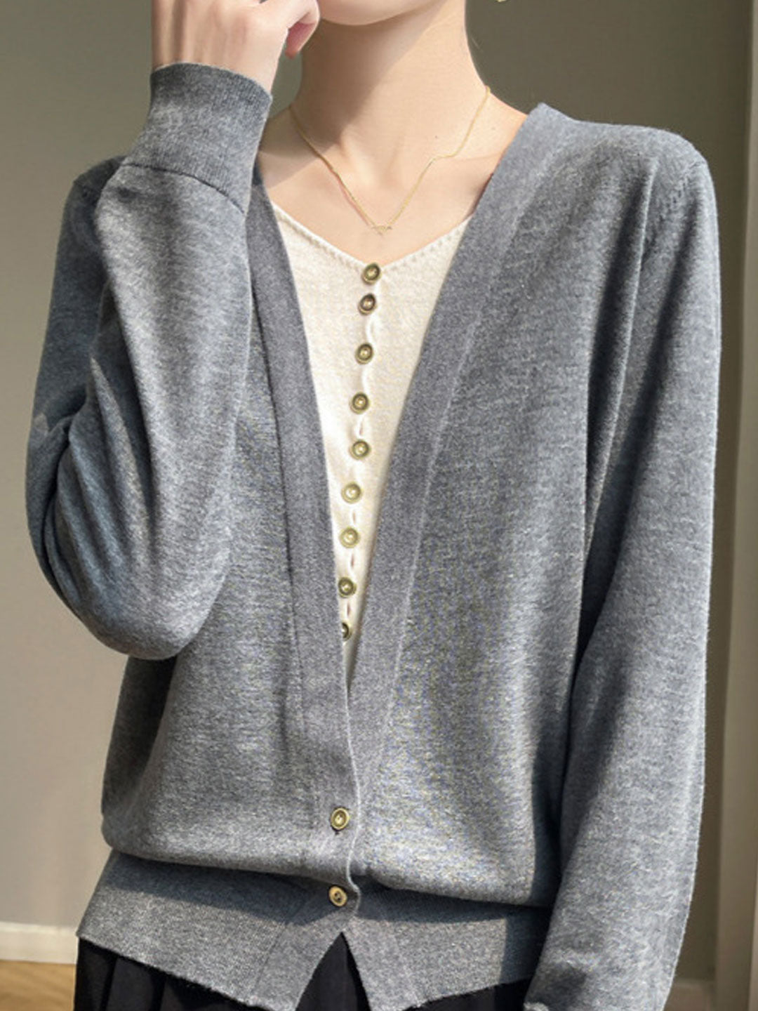 Sally Causal V-neck Knitted Cardigan