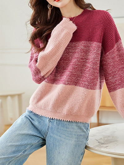 Rachel Loose Crew Neck Ombre Knitted Sweater